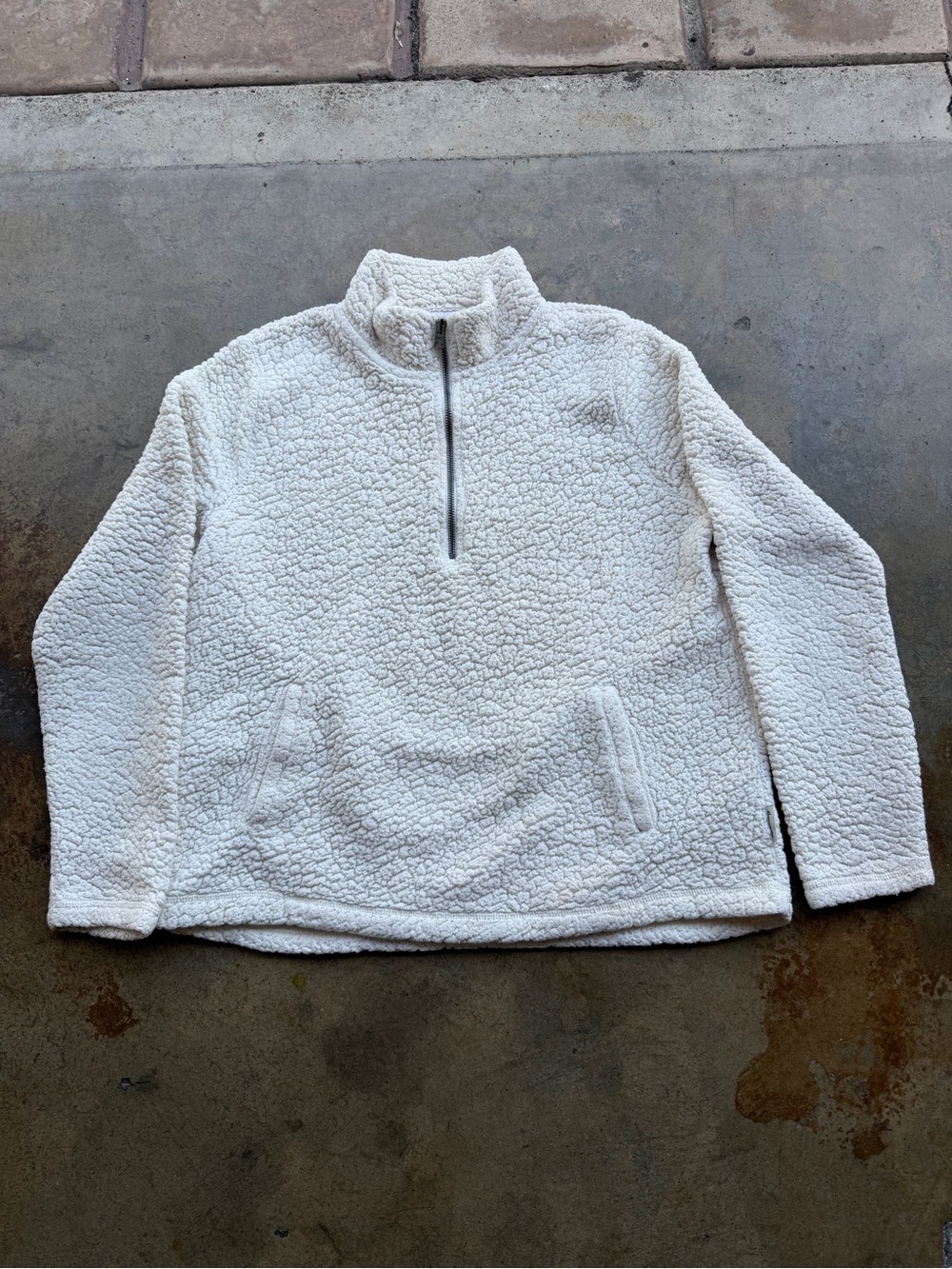 Abercrombie & Fitch Cream Sherpa Quarter-Zip Pullover